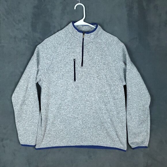Johnnie-O Pullover Mens Medium Light Grey Fleece 1/4 Zip Sweater Golf Outdoors - Picture 1 of 14